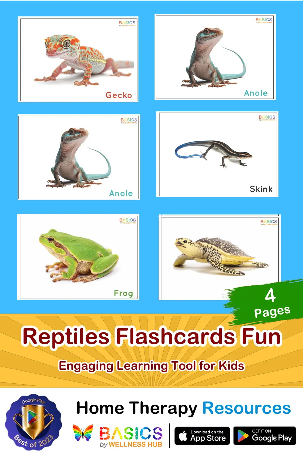 Reptiles Flashcards for Kids – Free Printable PDF